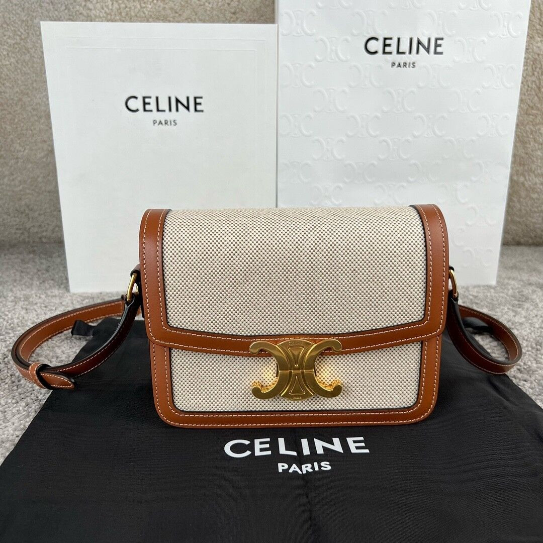 Ce**e teen triomphe bag in textile and calfskin 18.5x13.5x7cm