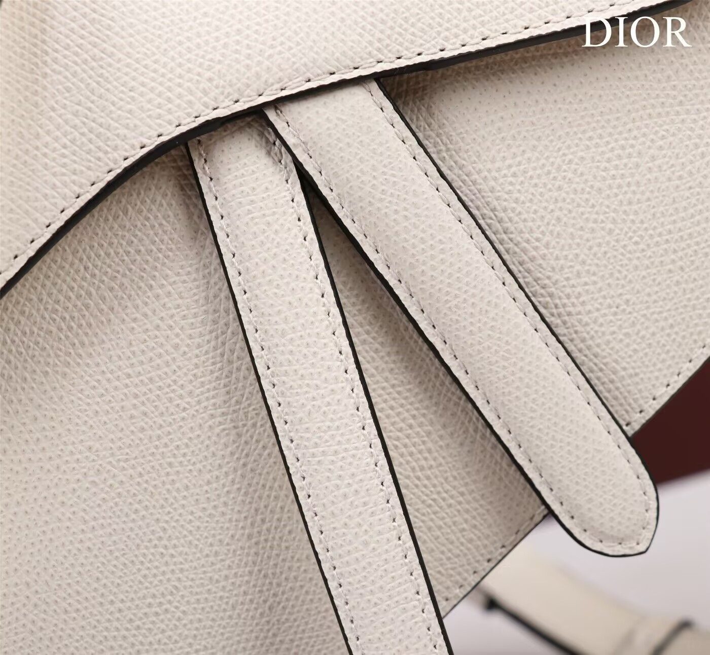 D*or mini saddle bag with strap grained calfskin 19 x 16 x 5 cm