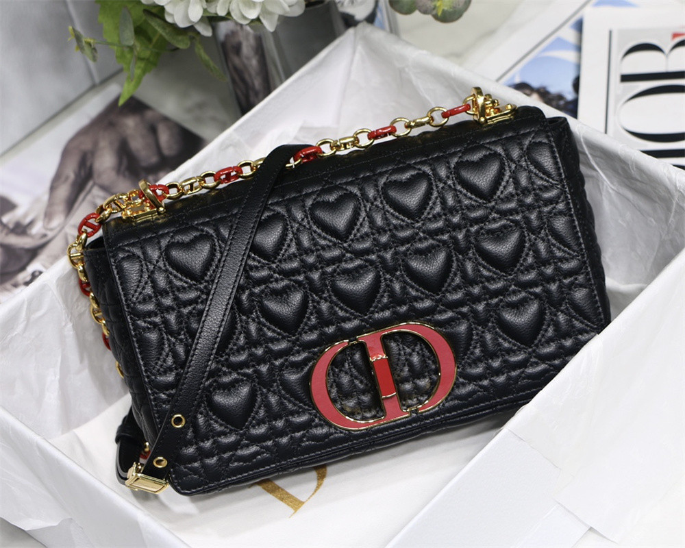 medium D*or caro bag amour black 25.5 x 15.5 x 8 cm