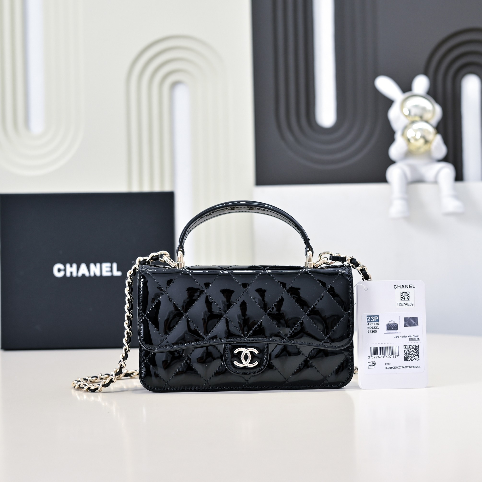Ch*el mini classic handbag with top handle 20x12x6cm